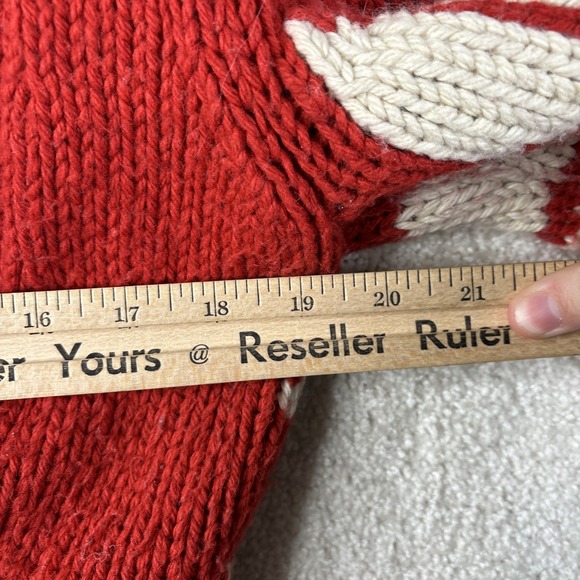 American Eagle Cardigan Sweater Y2K Scandigirl Fair Isle Red White Medium - Picture 4 of 8